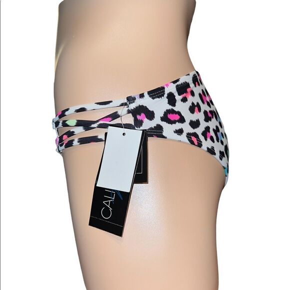 California Waves Junior Multicolor Animal-Print Hipster Bikini Bottom Swim Small - Picture 4 of 7